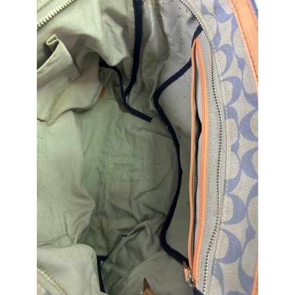 Coach Legacy Weekend Signature Jacquard Shopper Tote 23107 Blue Brown Leather - Picture 8 of 12